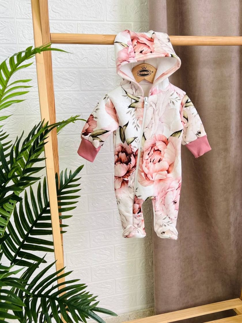 ❤ Ромпер, на флісі трьохнитка до +10 градусів.. Колір - Квіти пильно рожевий. Розмір - 56-62 см (#35153370) ✓ Anna Konvert