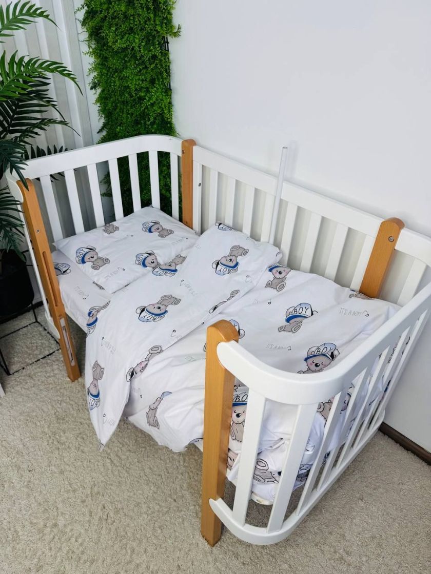 ❤ Змінна дитяча постіль, розмір підковдри 140 см на 110 см. Принт - Ведмедик it's a BOY на білому, блакитна. (#58481577) ✓ Anna 