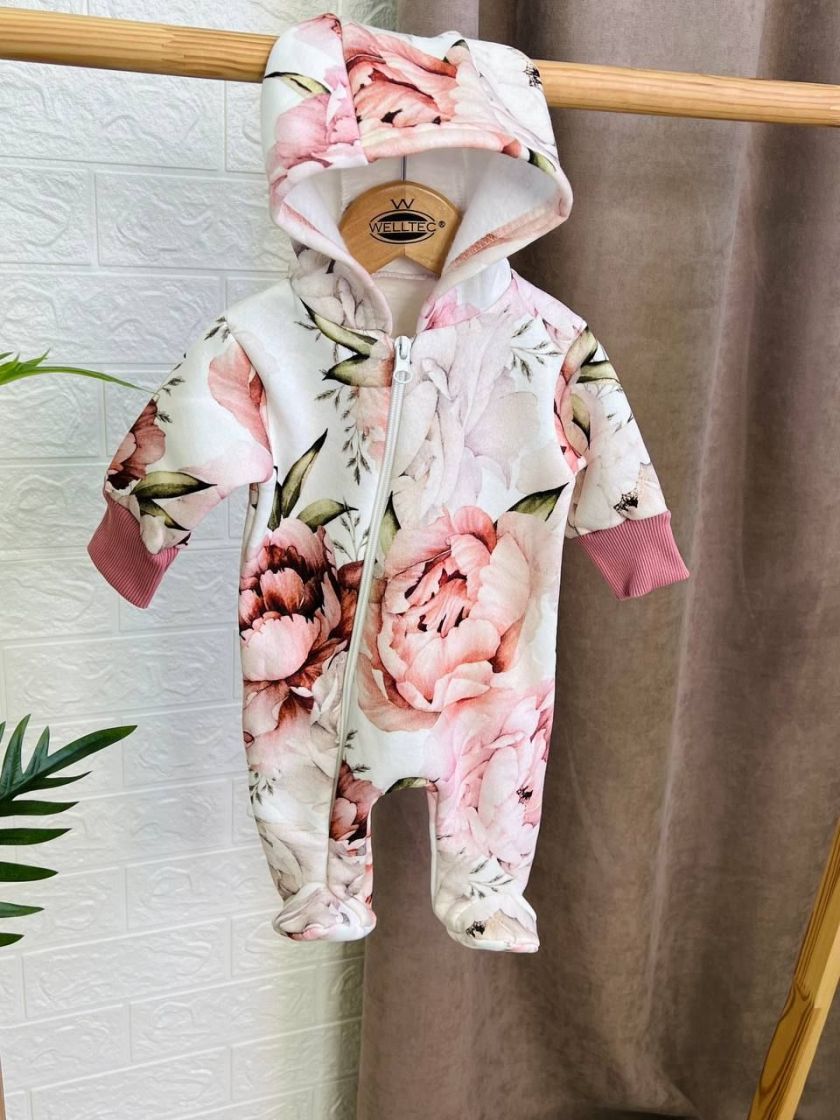 ❤ Ромпер, на флісі трьохнитка до +10 градусів.. Колір - Квіти пильно рожевий. Розмір - 56-62 см (#35153370) ✓ Anna Konvert