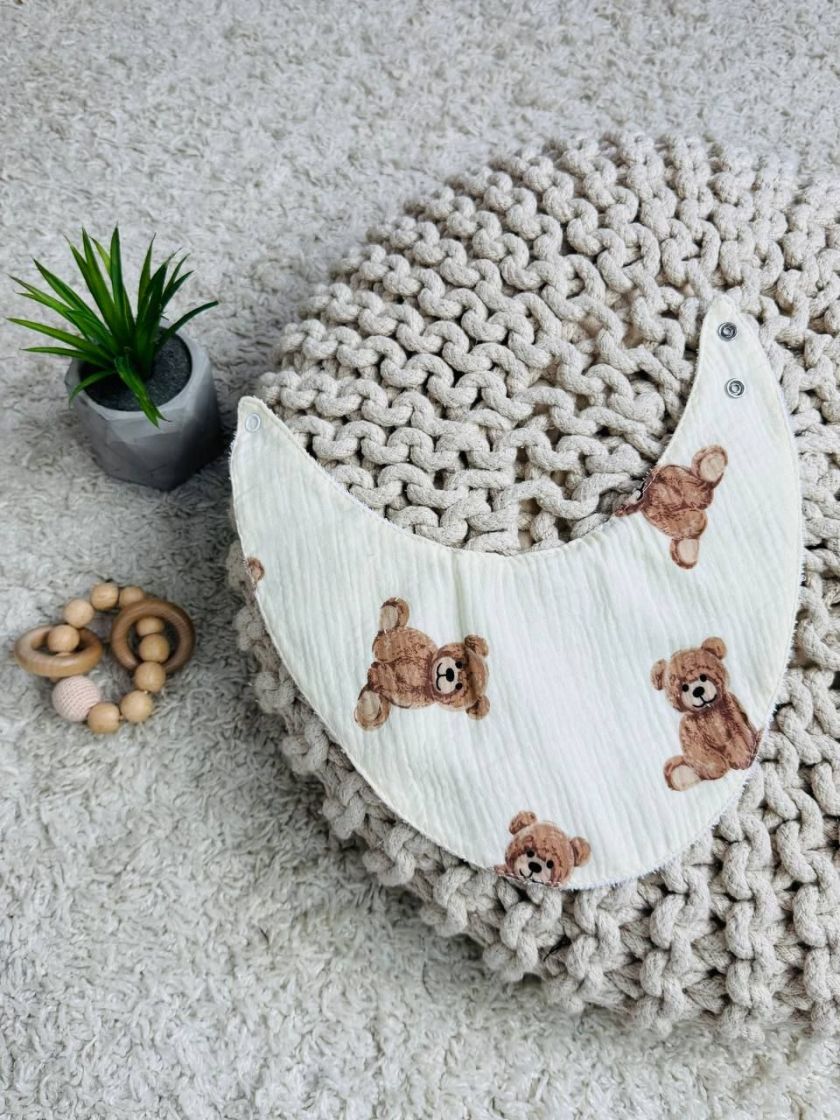 ❤ Слюнявчик, нагрудник мусліновий, непромакаючий. Принт - Ведмедик сидячий на пісочному (#1780751) ✓ Anna Konvert