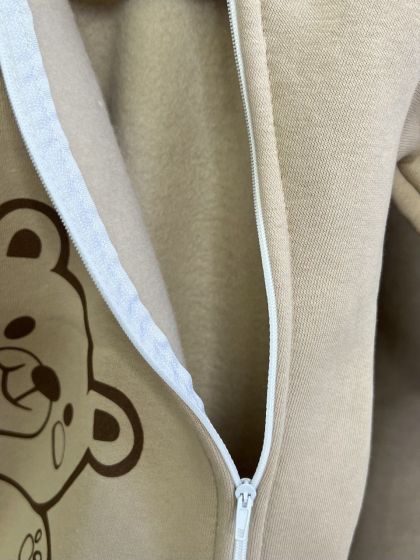 ❤ Ромпер, на флісі трьохнитка до +10 градусів.. Колір - Бежевий з принтом ведмідь. Розмір - 62-68 см (#1127270) ✓ Anna Konvert 2