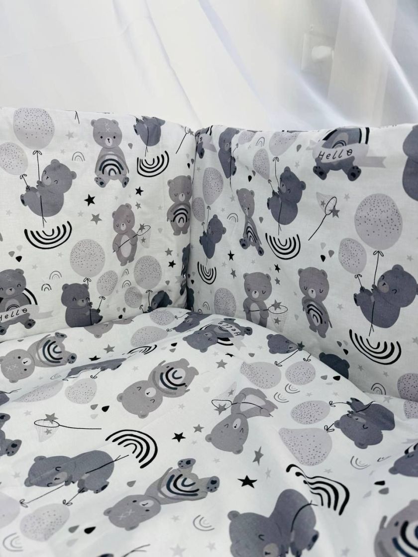 ❤ Набір у ліжко 9в1 суцільні. Принт - Ведмедики з веселками сірі (#55762482) ✓ Anna Konvert
