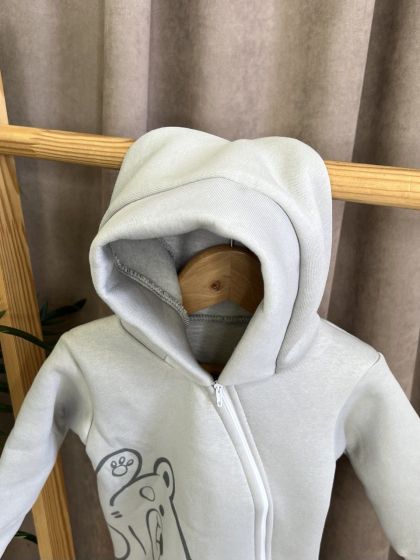 ❤ Ромпер, на флісі трьохнитка до +10 градусів.. Колір - Сірий з принтом ведмідь. Розмір - 56-62 см (#62442252) ✓ Anna Konvert 2