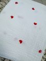 ❤ Пелюшки муслінові чотирьохшарові, жатка. Принт - Сердця червоні дрібні на молочному. Розмір - 70*100см (#75187742) ✓ Anna Konv