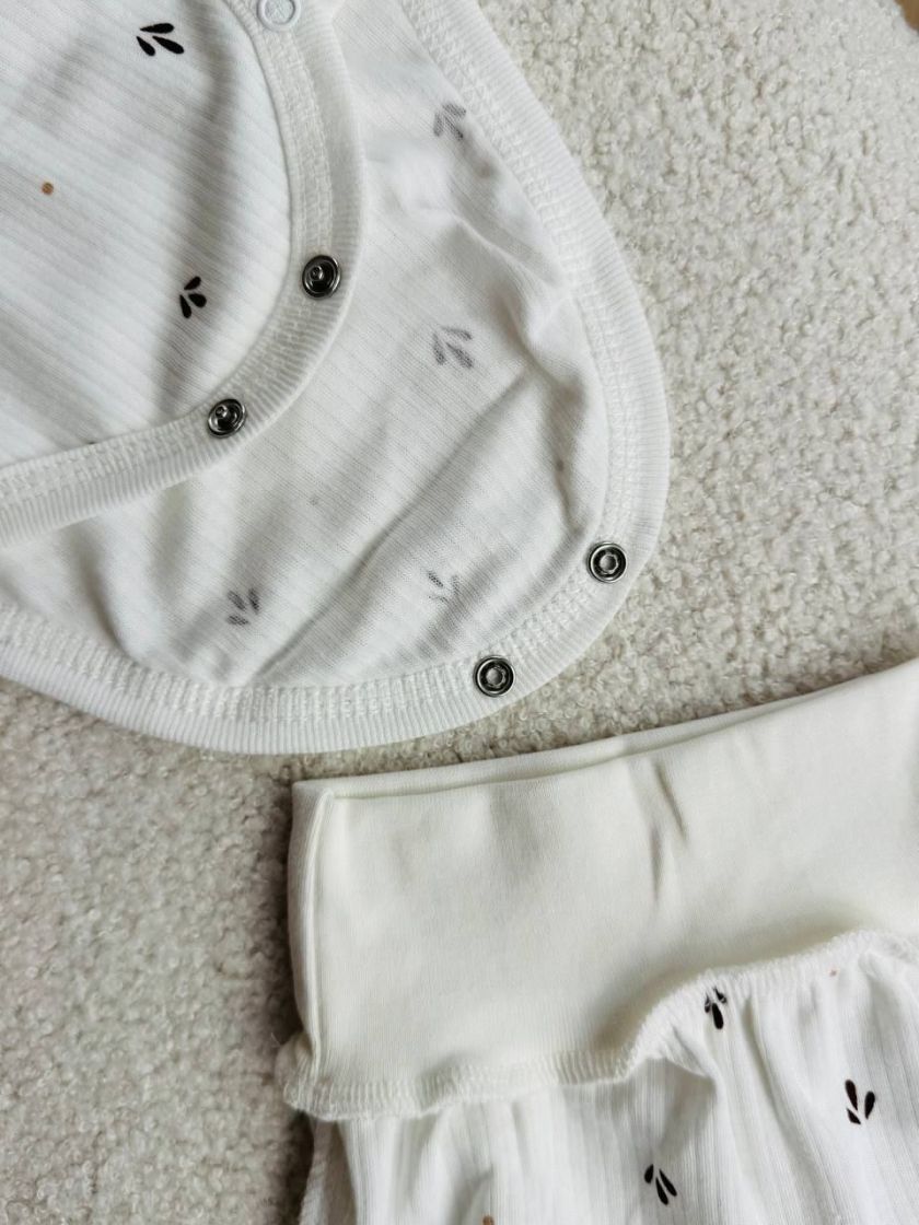 ❤ Комплект 2ка з боді з коротким рукавом, в рубчик. Принт - Капельки. Розмір - 62-68р (#42001995) ✓ Anna Konvert