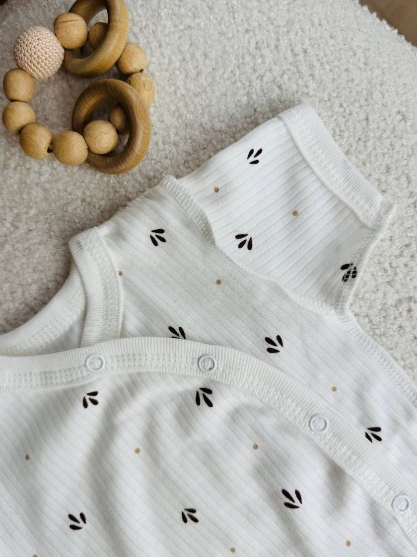 ❤ Комплект 2ка з боді з коротким рукавом, в рубчик. Принт - Капельки. Розмір - 62-68р (#42001995) ✓ Anna Konvert