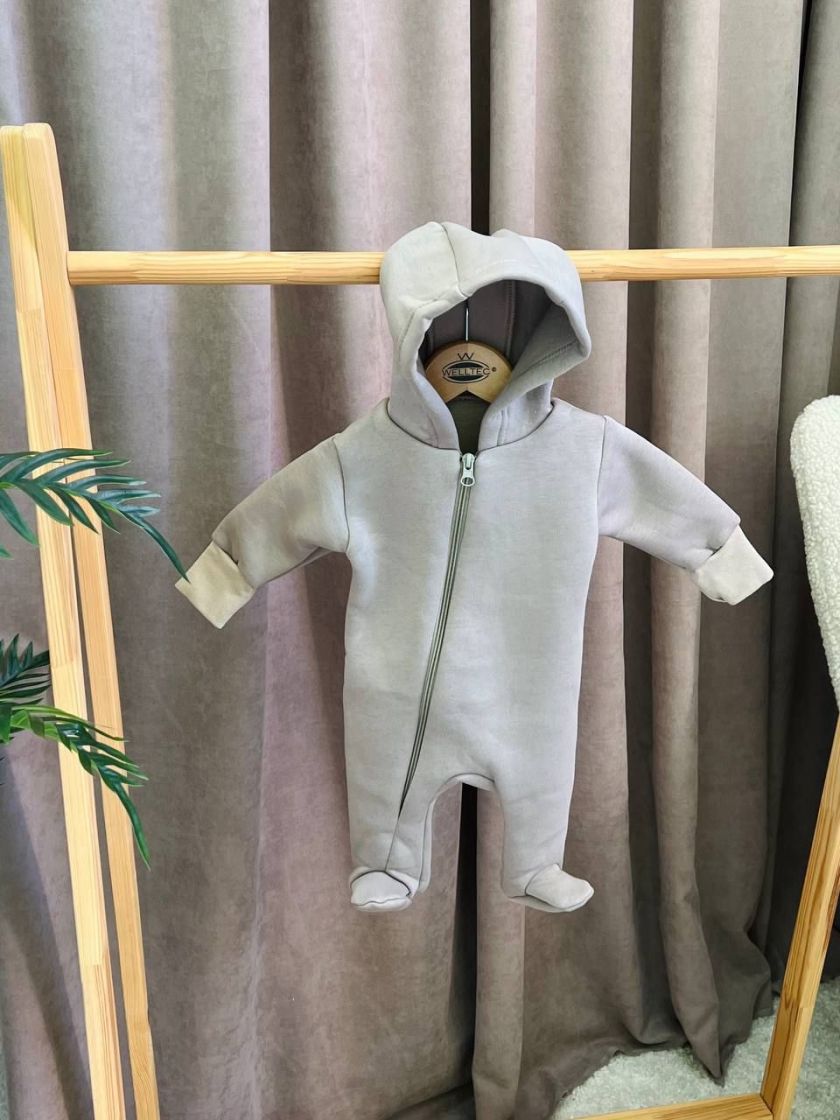 Ромпер, на флісі трьохнитка до +10 градусів.. Колір - Капучіно. Розмір - 68-74 см