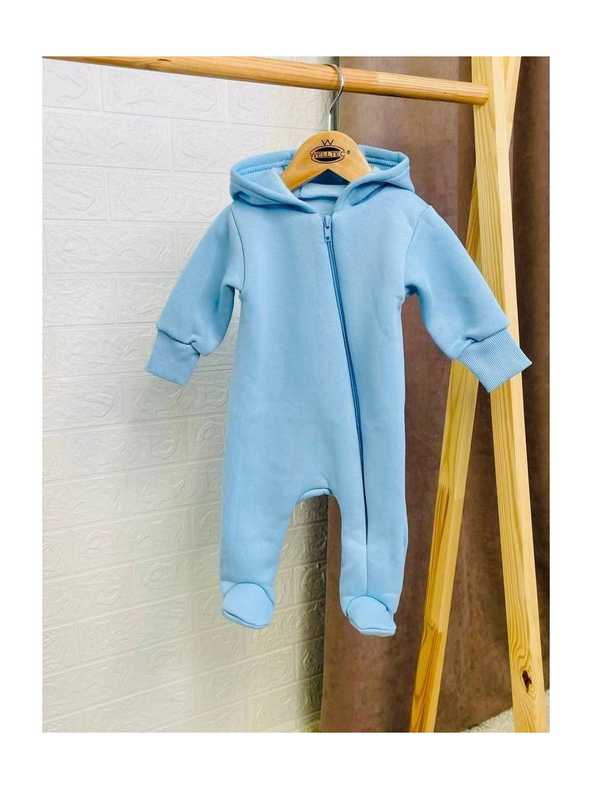 Ромпер, на флісі трьохнитка до +10 градусів.. Колір - Блакитний. Розмір - 56-62 см