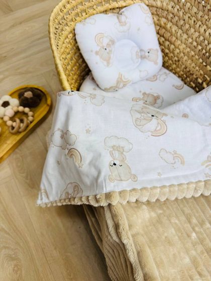 ❤ Набір у візочок, Плед без утеплення. Принт - Плюш смужка бежева, Ведмеді невзрачні. (#81582137) ✓ Anna Konvert 2