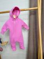 Ромпер, на флісі трьохнитка до +10 градусів.. Колір - Рожевий. Розмір - 56-62 см