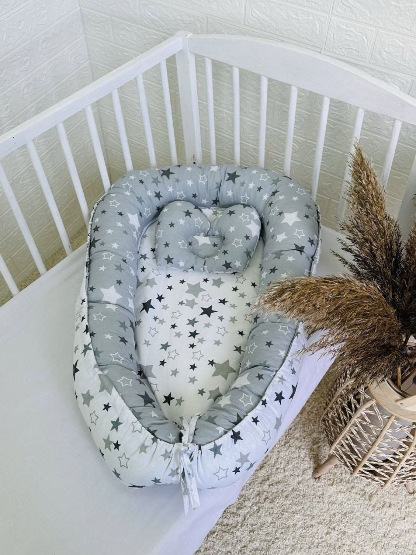 ❤ Кокон-гніздечко з ортопедичною подушкою. Принт - Зірки різні з зірками (#83337042) ✓ Anna Konvert