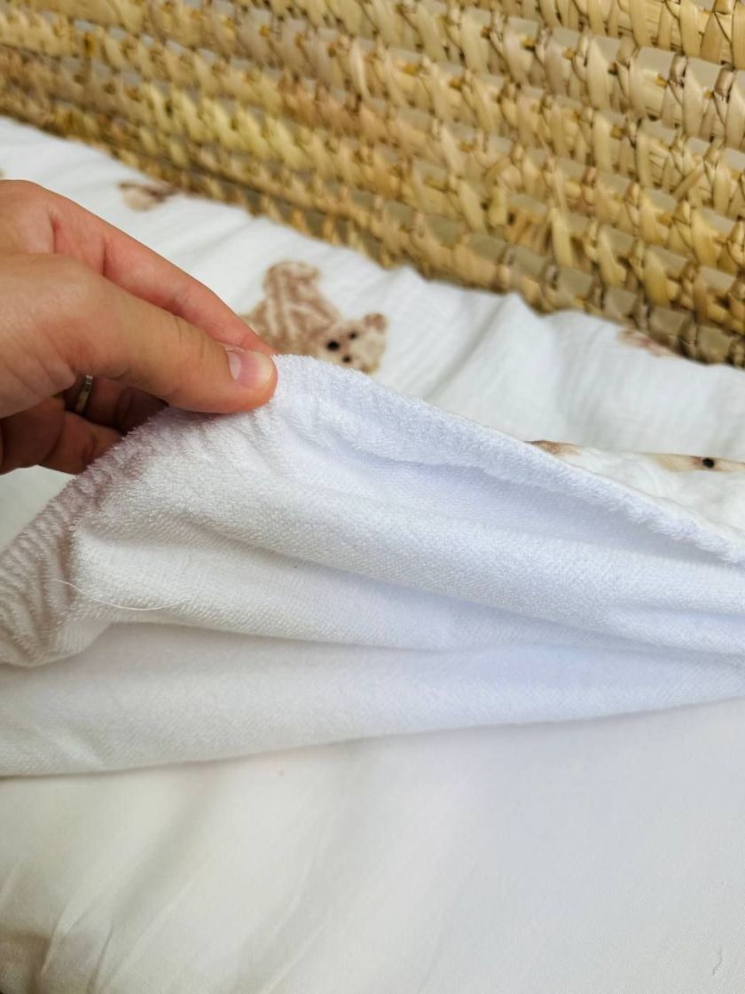 ❤ Простирадло муслін непромакаюче у візочок на гумці. Колір - Акварельні ведмедики (#31788580) ✓ Anna Konvert