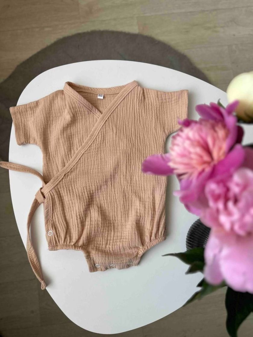 ❤ Боді муслін на зав'язках. Колір - Бежевий. Розмір - 62 (#46447787) ✓ Anna Konvert