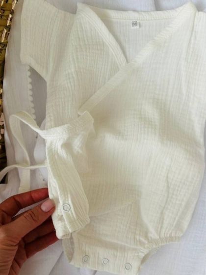❤ Боді муслін на зав'язках. Колір - Молочний. Розмір - 68 (#8251839) ✓ Anna Konvert 2