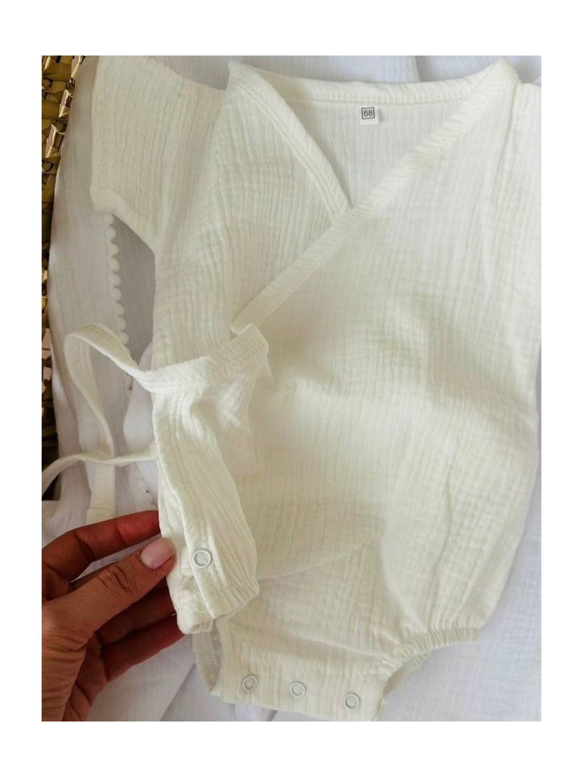 ❤ Боді муслін на зав'язках. Колір - Молочний. Розмір - 68 (#8251839) ✓ Anna Konvert