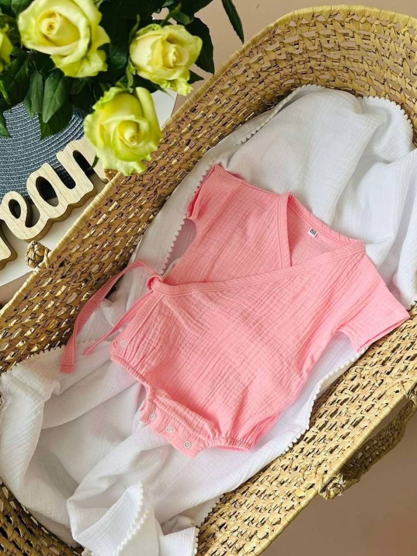 ❤ Боді муслін на зав'язках. Колір - Рожевий. Розмір - 68 (#16177509) ✓ Anna Konvert