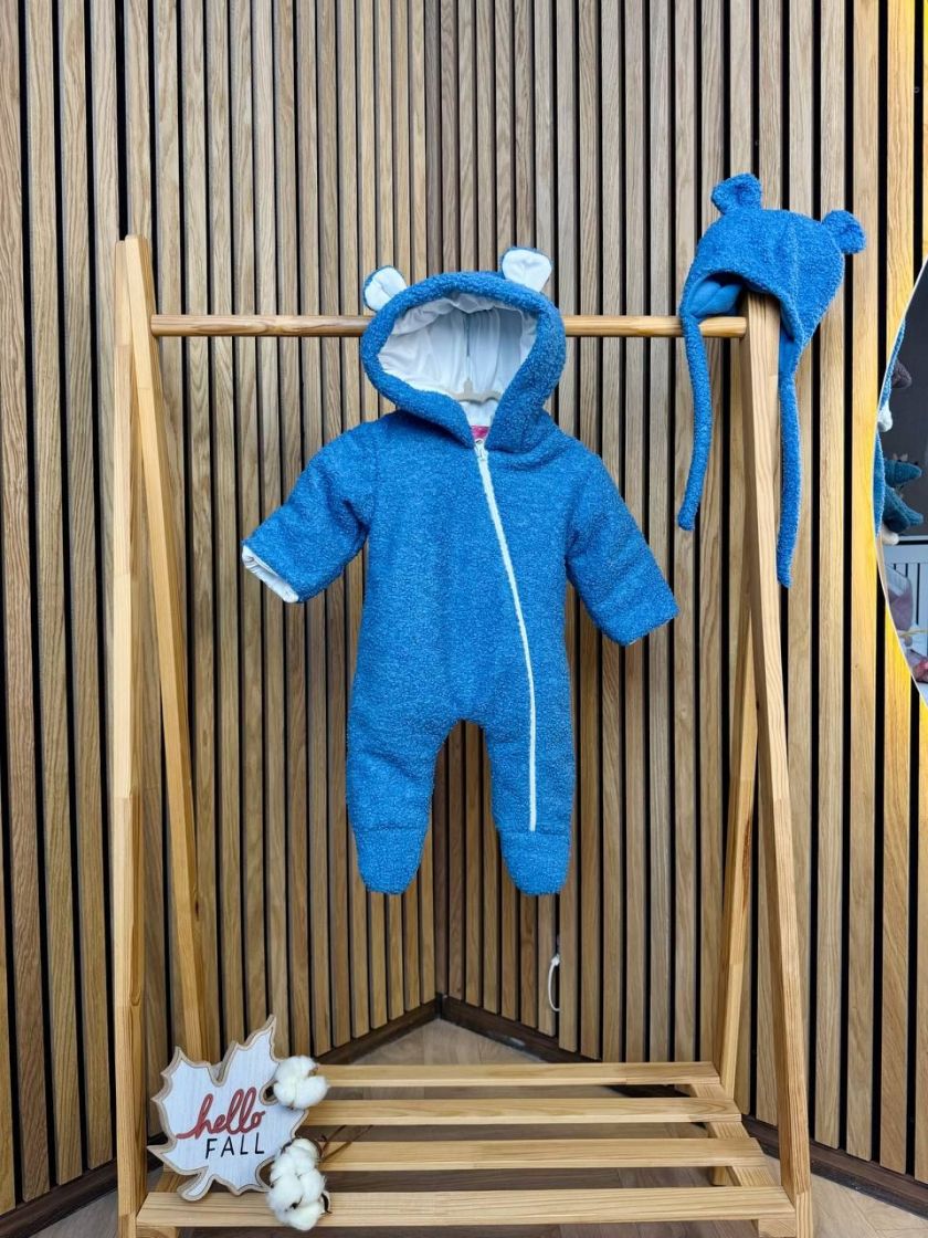 ❤ Демісезонний комбінезон Бараш з шапочкою, 0-4 міс.. Колір - Синій (#53429158) ✓ Anna Konvert