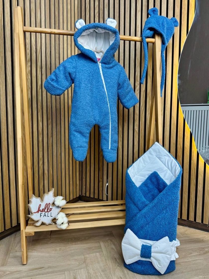❤ Демісезонний комбінезон Бараш з шапочкою, 0-4 міс.. Колір - Синій (#53429158) ✓ Anna Konvert