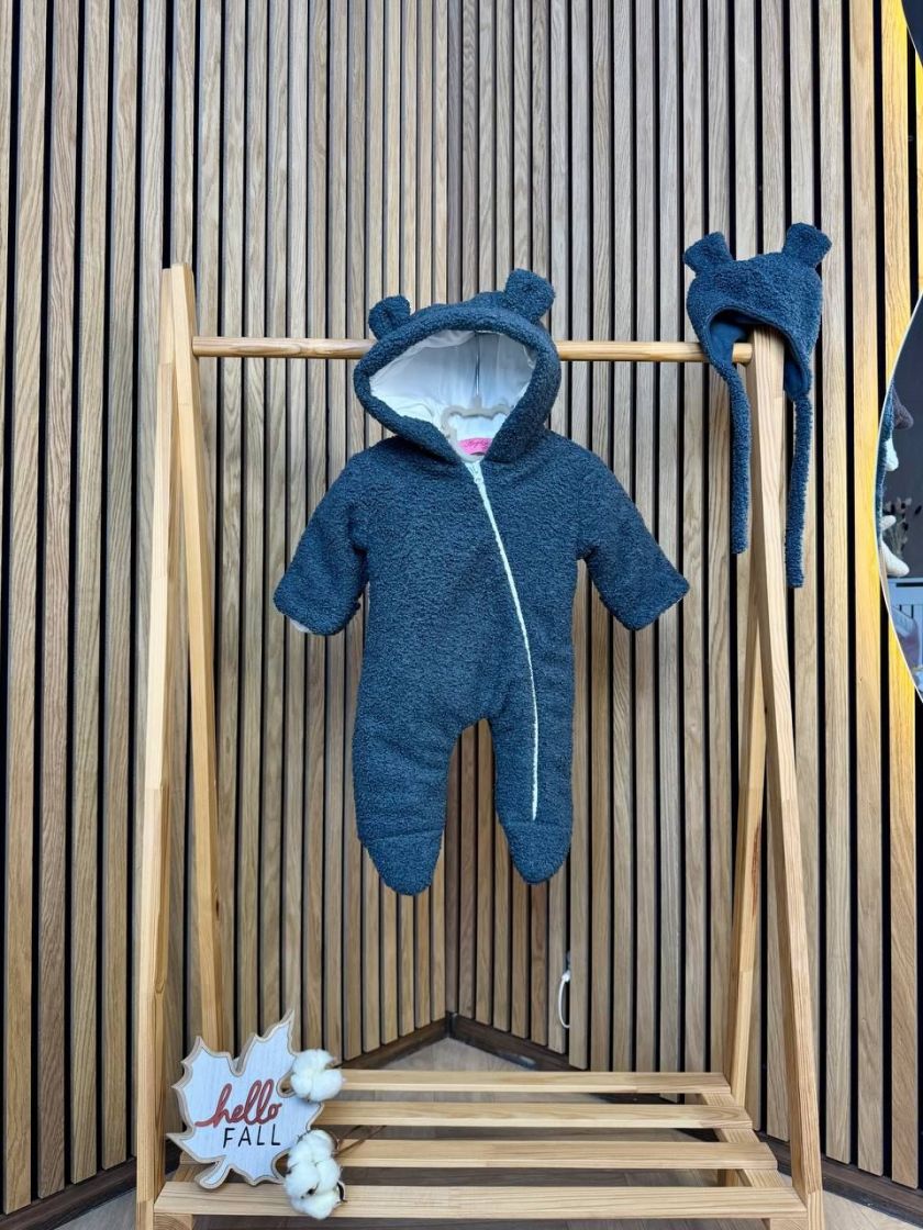 ❤ Демісезонний комбінезон Бараш з шапочкою, 0-4 міс.. Колір - Графіт (#89276098) ✓ Anna Konvert