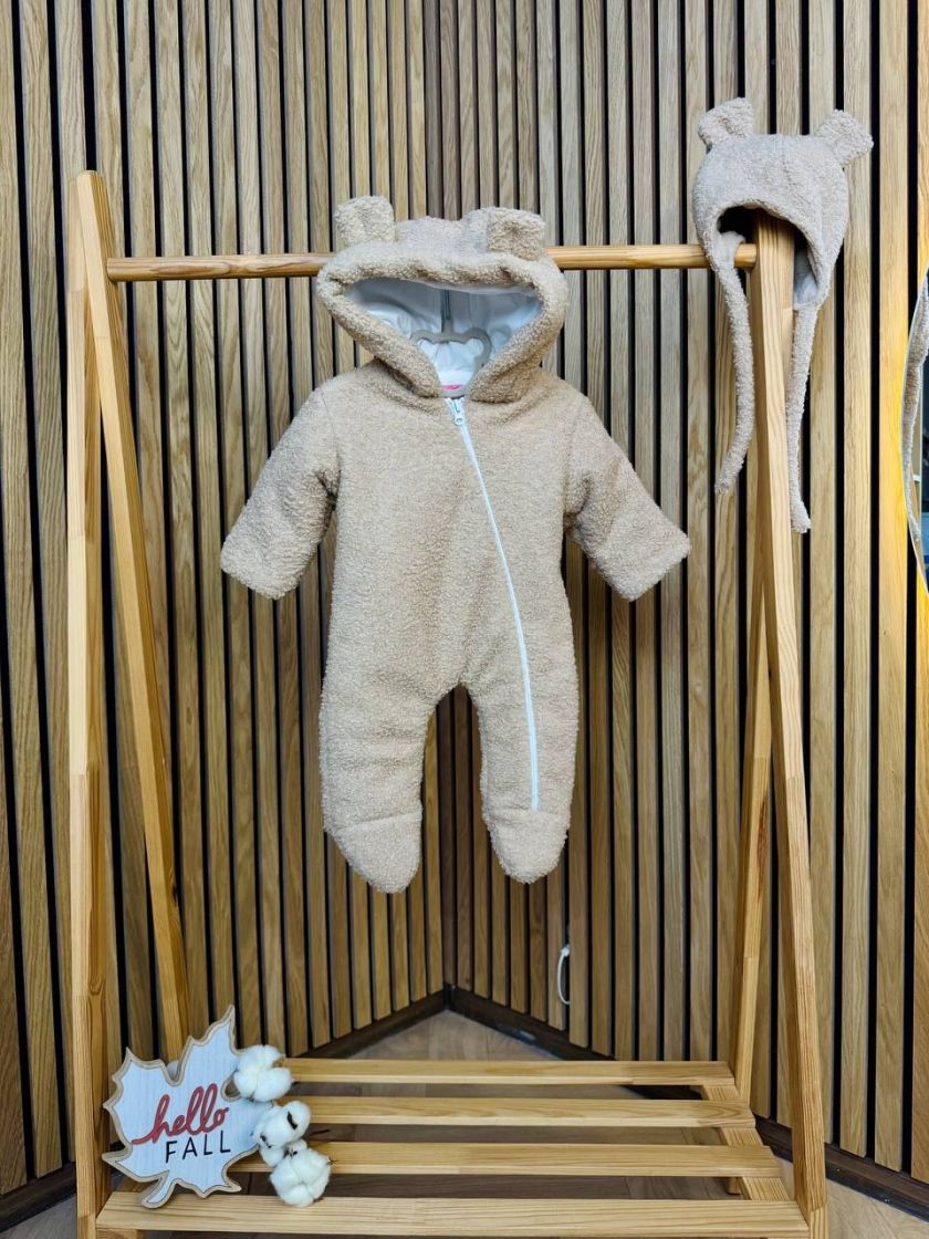 ❤ Демісезонний комбінезон Бараш з шапочкою, 0-4 міс.. Колір - Бежевий (#98455189) ✓ Anna Konvert