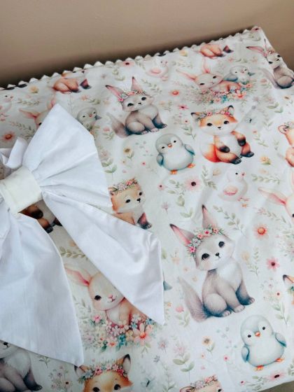 ❤ Конверт-плед на виписку 80 см на 100 см, на блискавці з наповнювачем у чохлі. Принт - Милі звірятка, плюш шарпей молочний (#59 2