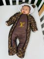 ❤ Комбінезон Принти кольорові, "Маленький ведмедик". Принт - Шоколадний Louis Vuitton. Розвір - 3-6міс. Сезон - Зимовий (#409135