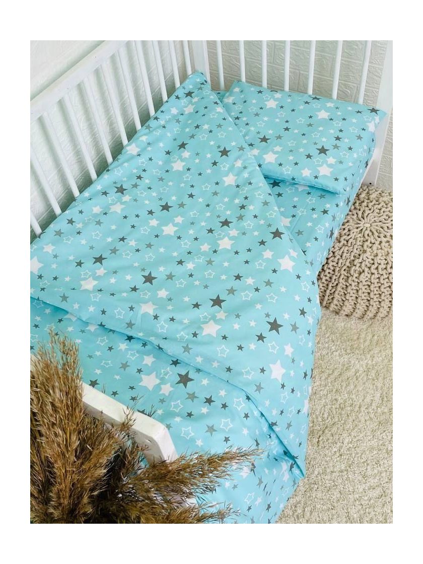 ❤ Змінна дитяча постіль, підковдра 110см на 90см. Принт - Зірки різні на блакитному (#11178541) ✓ Anna Konvert
