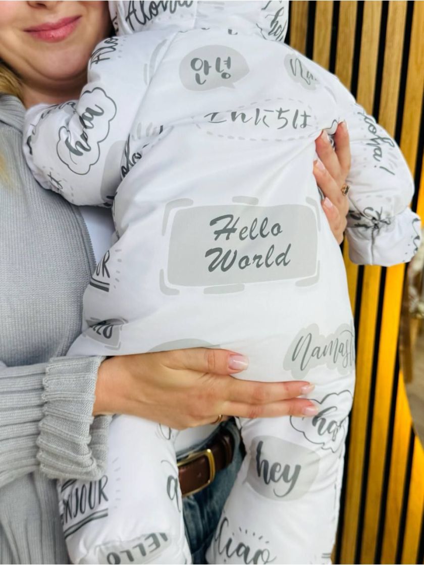 ❤ Комбінезон Принти кольорові, "Маленький ведмедик". Принт - Hello World. Розвір - 0-3міс. Сезон - Зимовий (#33069810) ✓ Anna Ko