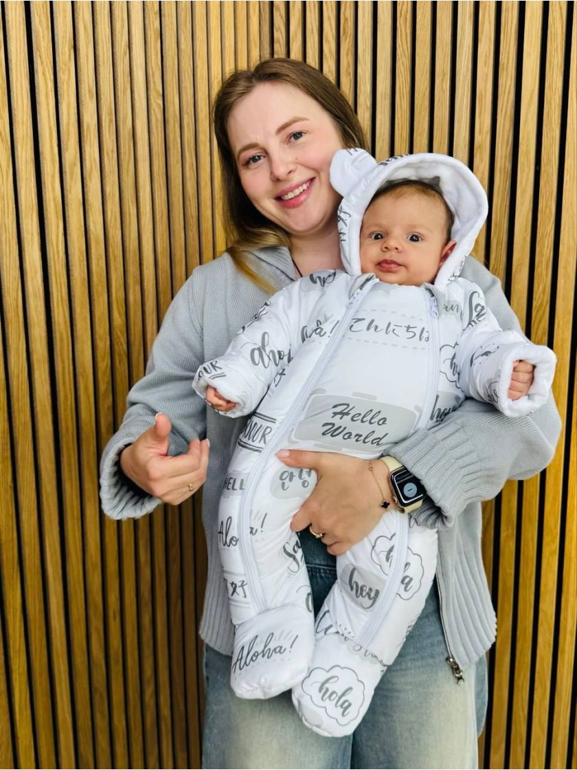 ❤ Комбінезон Принти кольорові, "Маленький ведмедик". Принт - Hello World. Розвір - 3-6міс. Сезон - Зимовий (#20519911) ✓ Anna Ko