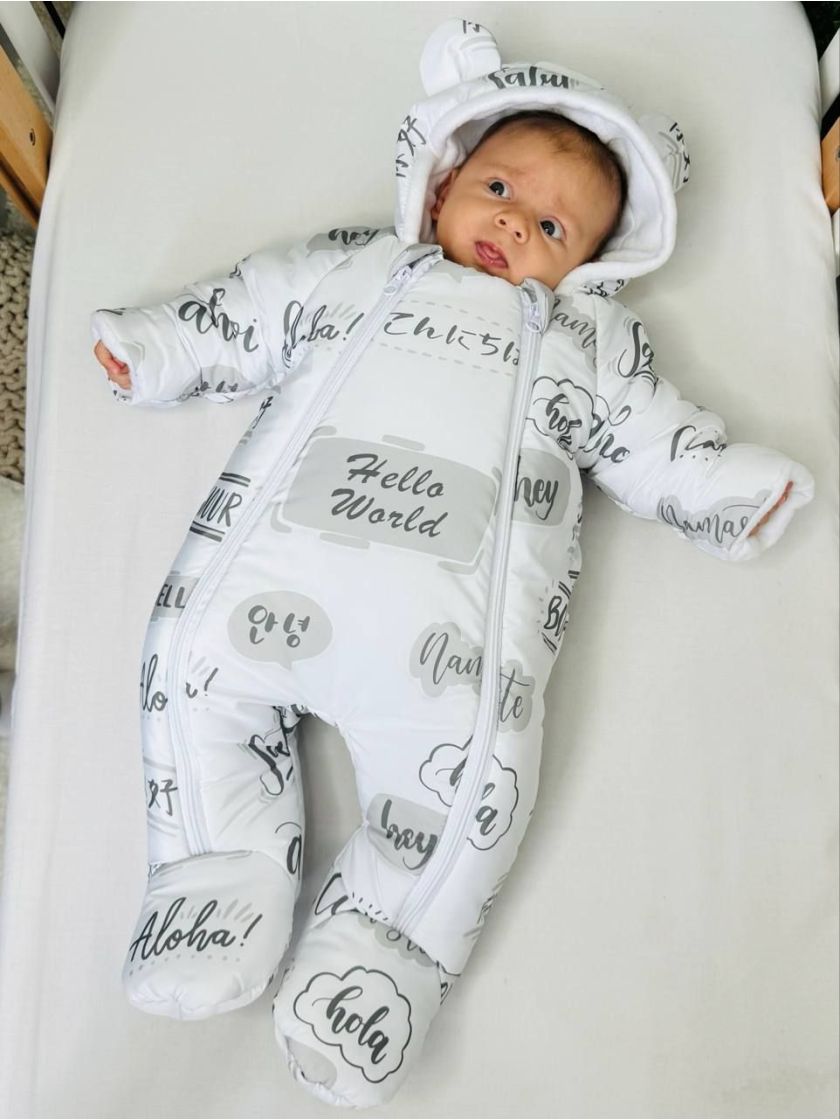 ❤ Комбінезон Принти кольорові, "Маленький ведмедик". Принт - Hello World. Розвір - 3-6міс. Сезон - Зимовий (#20519911) ✓ Anna Ko