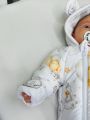 ❤ Комбінезон Принти кольорові, "Маленький ведмедик". Принт - Зайка з жовтими шариками. Розвір - 3-6міс. Сезон - Демісезонний (#7