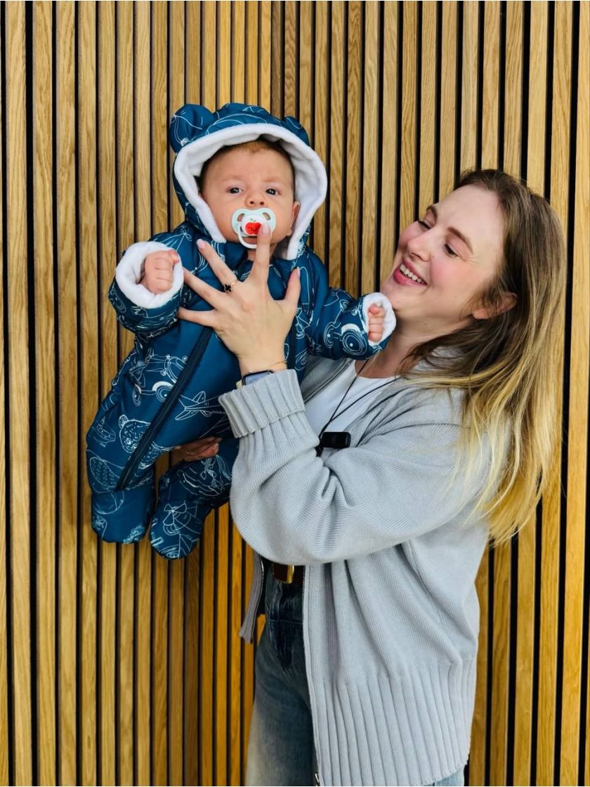 ❤ Комбінезон Принти кольорові, "Маленький ведмедик". Принт - Різні малюнки на синьому. Розвір - 0-3міс. Сезон - Демісезонний (#2