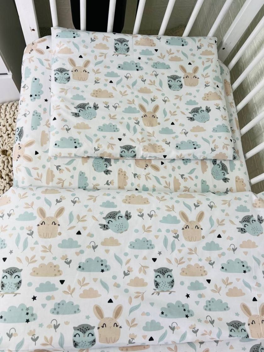 ❤ Змінна дитяча постіль, підковдра 110см на 90см. Принт - Совенята, зайці бежеві (#38838647) ✓ Anna Konvert