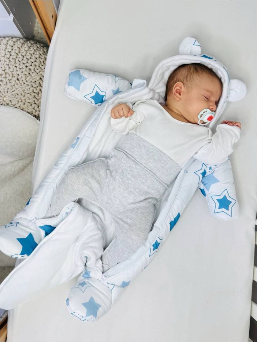 ❤ Комбінезон Принти кольорові, "Маленький ведмедик". Принт - Зірки блакитні. Розвір - 0-3міс. Сезон - Демісезонний (#43635980) ✓