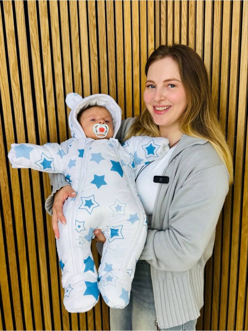 ❤ Комбінезон Принти кольорові, "Маленький ведмедик". Принт - Зірки блакитні. Розвір - 3-6міс. Сезон - Демісезонний (#75891055) ✓