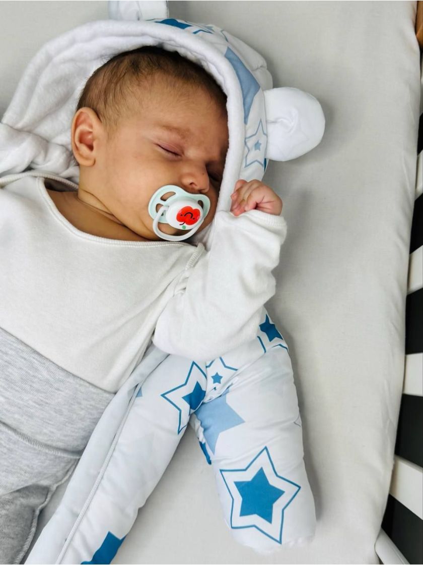 ❤ Комбінезон Принти кольорові, "Маленький ведмедик". Принт - Зірки блакитні. Розвір - 3-6міс. Сезон - Демісезонний (#75891055) ✓