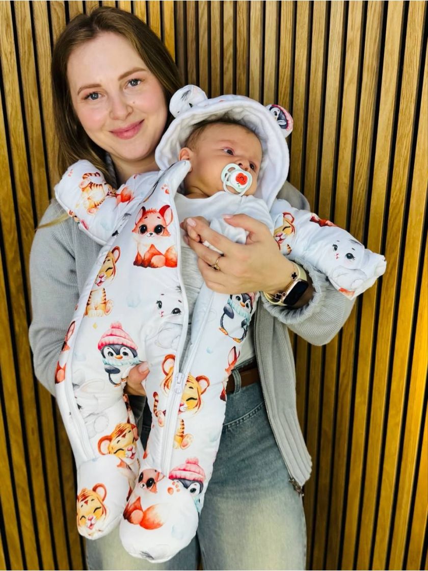 ❤ Комбінезон Принти кольорові, "Маленький ведмедик". Принт - Милі тваринки. Розвір - 3-6міс. Сезон - Демісезонний (#80113571) ✓ 