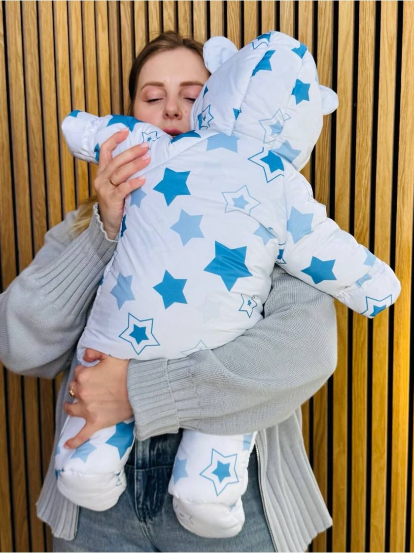 ❤ Комбінезон Принти кольорові, "Маленький ведмедик". Принт - Зірки блакитні. Розвір - 0-3міс. Сезон - Зимовий (#43564879) ✓ Anna