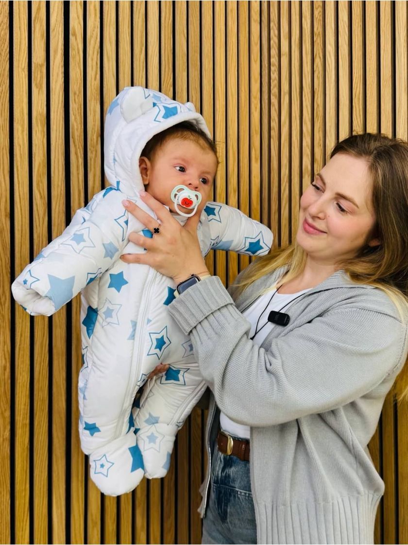❤ Комбінезон Принти кольорові, "Маленький ведмедик". Принт - Зірки блакитні. Розвір - 0-3міс. Сезон - Зимовий (#43564879) ✓ Anna