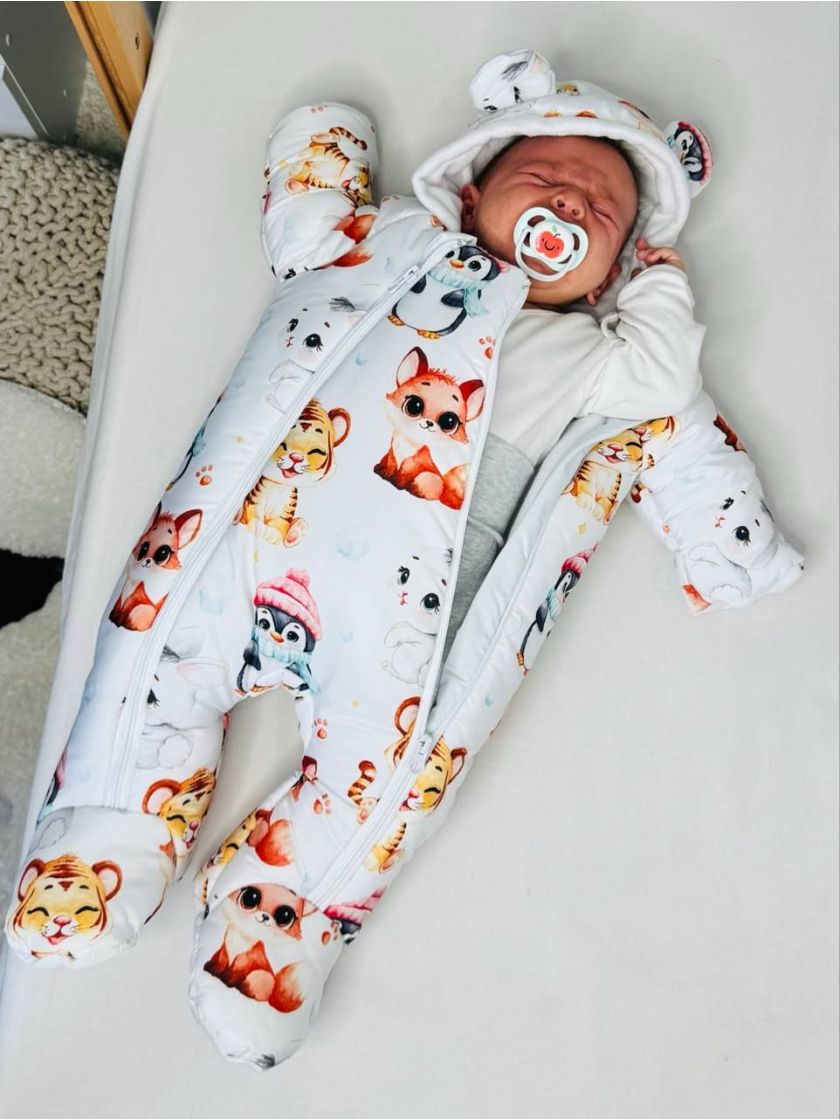 ❤ Комбінезон Принти кольорові, "Маленький ведмедик". Принт - Милі тваринки. Розвір - 3-6міс. Сезон - Зимовий (#13839335) ✓ Anna 