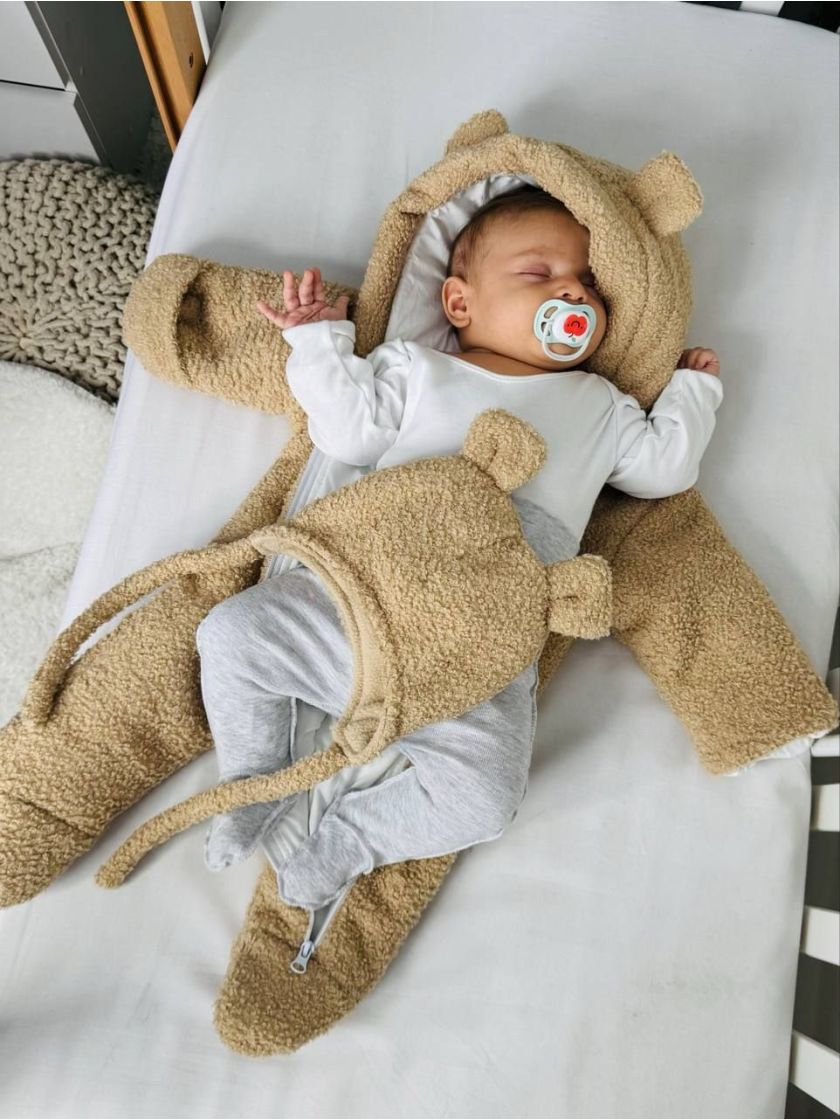 ❤ Демісезонний комбінезон Бараш з шапочкою, 0-4 міс.. Колір - Бежевий (#98455189) ✓ Anna Konvert