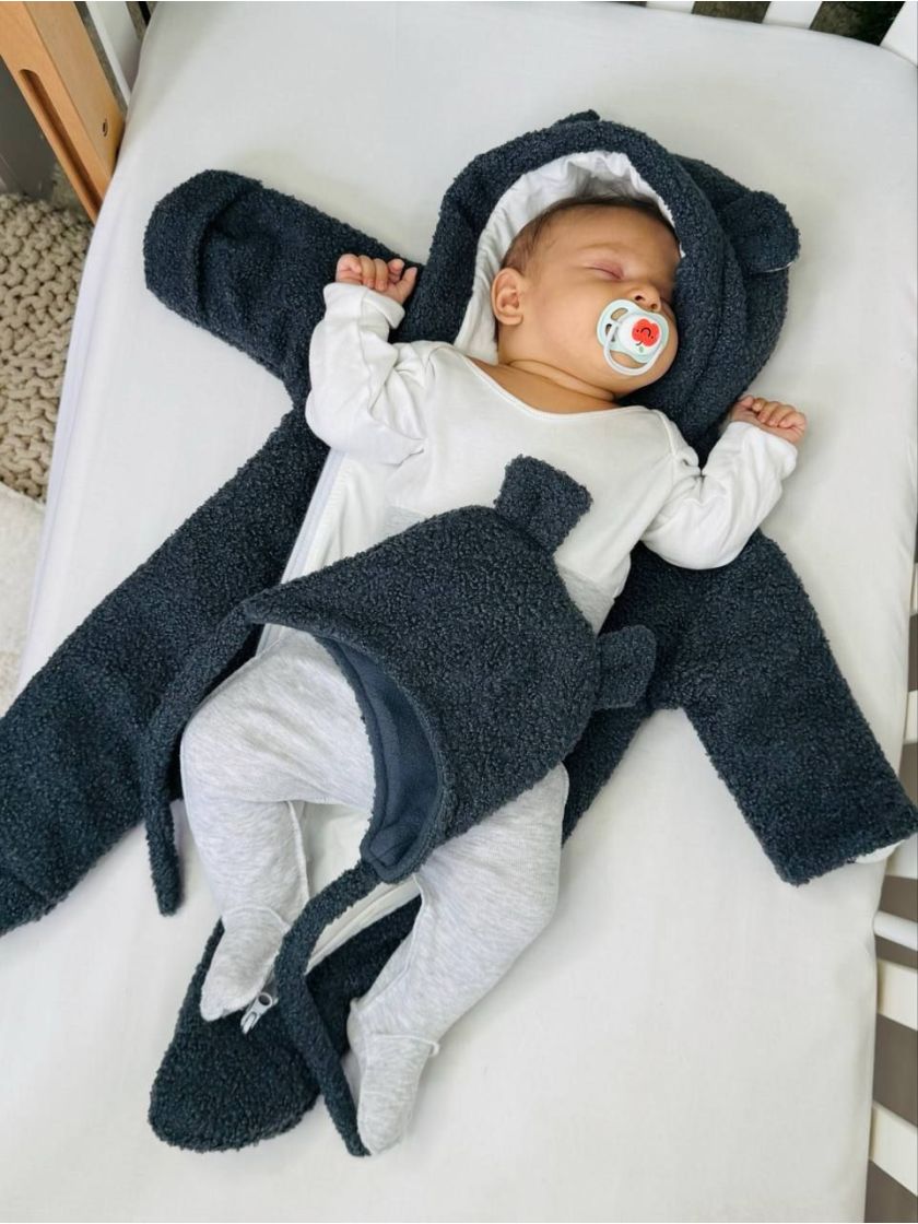 ❤ Демісезонний комбінезон Бараш з шапочкою, 0-4 міс.. Колір - Графіт (#89276098) ✓ Anna Konvert