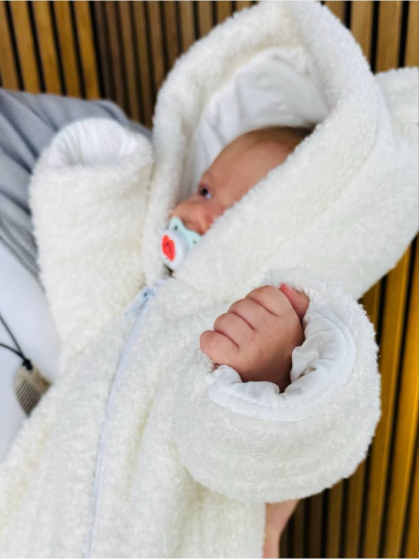 ❤ Демісезонний комбінезон Бараш з шапочкою, 0-4 міс.. Колір - Молочний (#36208040) ✓ Anna Konvert