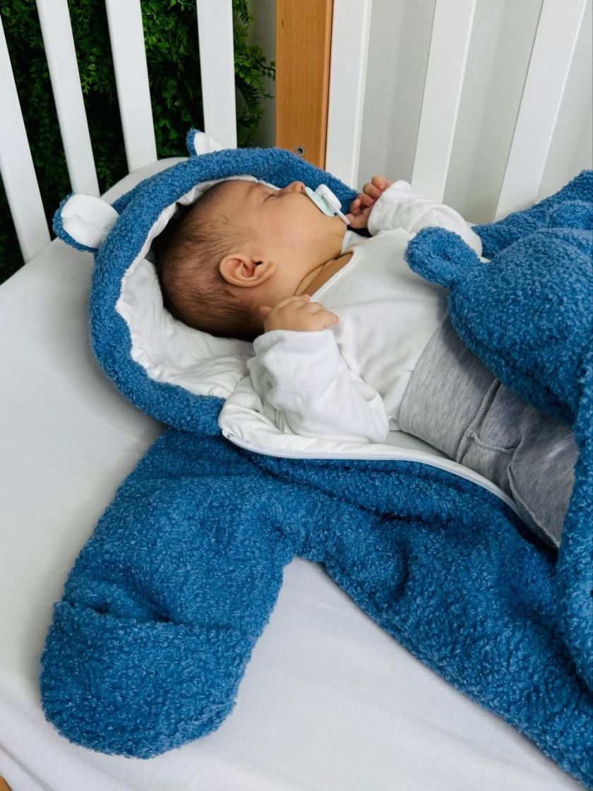 ❤ Демісезонний комбінезон Бараш з шапочкою, 0-4 міс.. Колір - Синій (#53429158) ✓ Anna Konvert