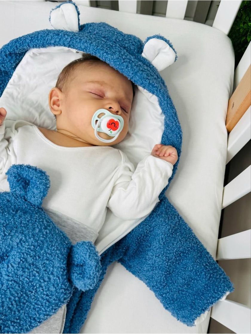 ❤ Демісезонний комбінезон Бараш з шапочкою, 0-4 міс.. Колір - Синій (#53429158) ✓ Anna Konvert