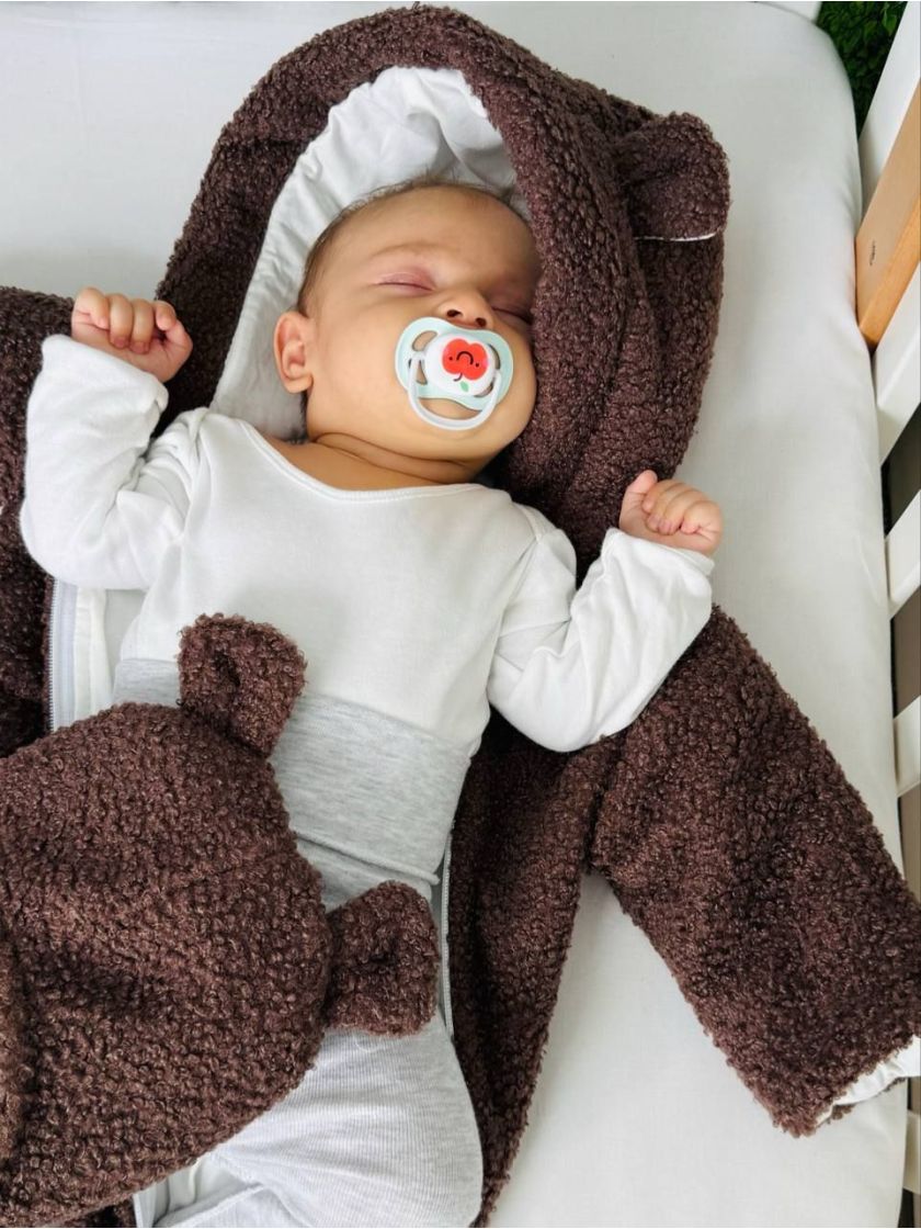 ❤ Демісезонний комбінезон Бараш з шапочкою, 0-4 міс.. Колір - Шоколад (#10461878) ✓ Anna Konvert