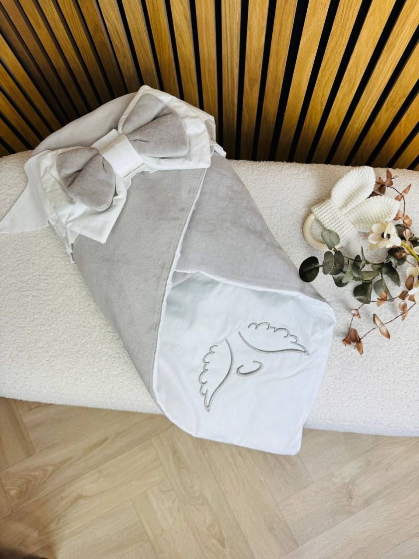 ❤ Конверт демісезонний велюр "Янголятко". Колір - Сірий (#1490562) ✓ Anna Konvert