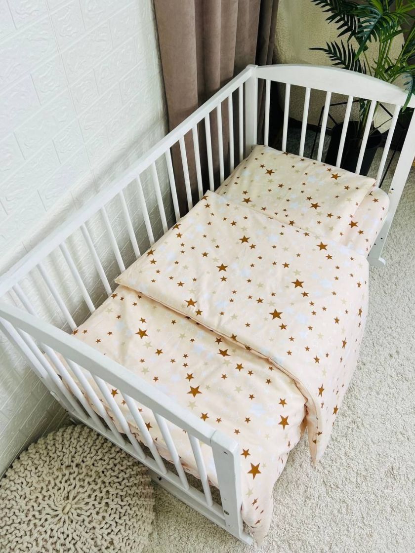 ❤ Змінна дитяча постіль, підковдра 110см на 90см. Принт - Зірки різні на бежевому (#44641015) ✓ Anna Konvert