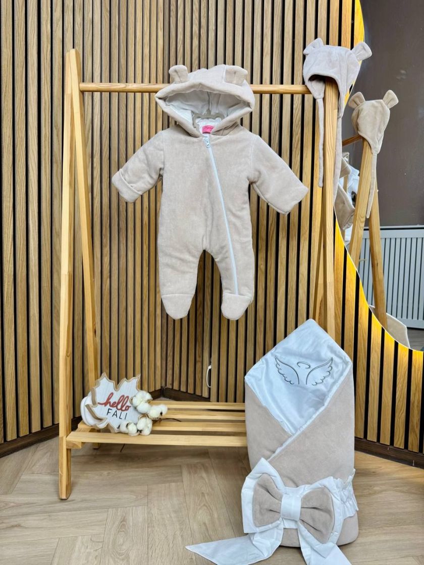 ❤ Комбез демісезонний велюр "Янголятко". Колір - Бежевий (#43081720) ✓ Anna Konvert