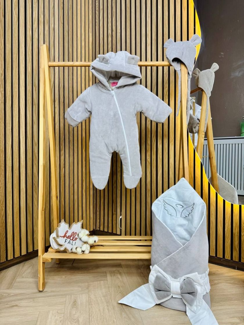 ❤ Комбез демісезонний велюр "Янголятко". Колір - Сірий (#74012688) ✓ Anna Konvert